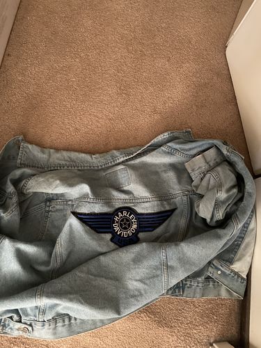 Customer photo review of Sonoma Jean Company Harley Davidson Patch Denim Jacket Size XL