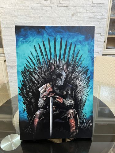Customer photo review of 'Game of Bones' Personalized Pet Canvas