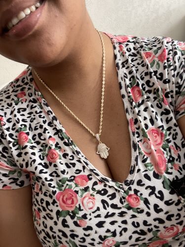 Customer photo review of *NEW* 14K Hollow Rope Chain W/ Hamsa Pendant  JTJ™ -