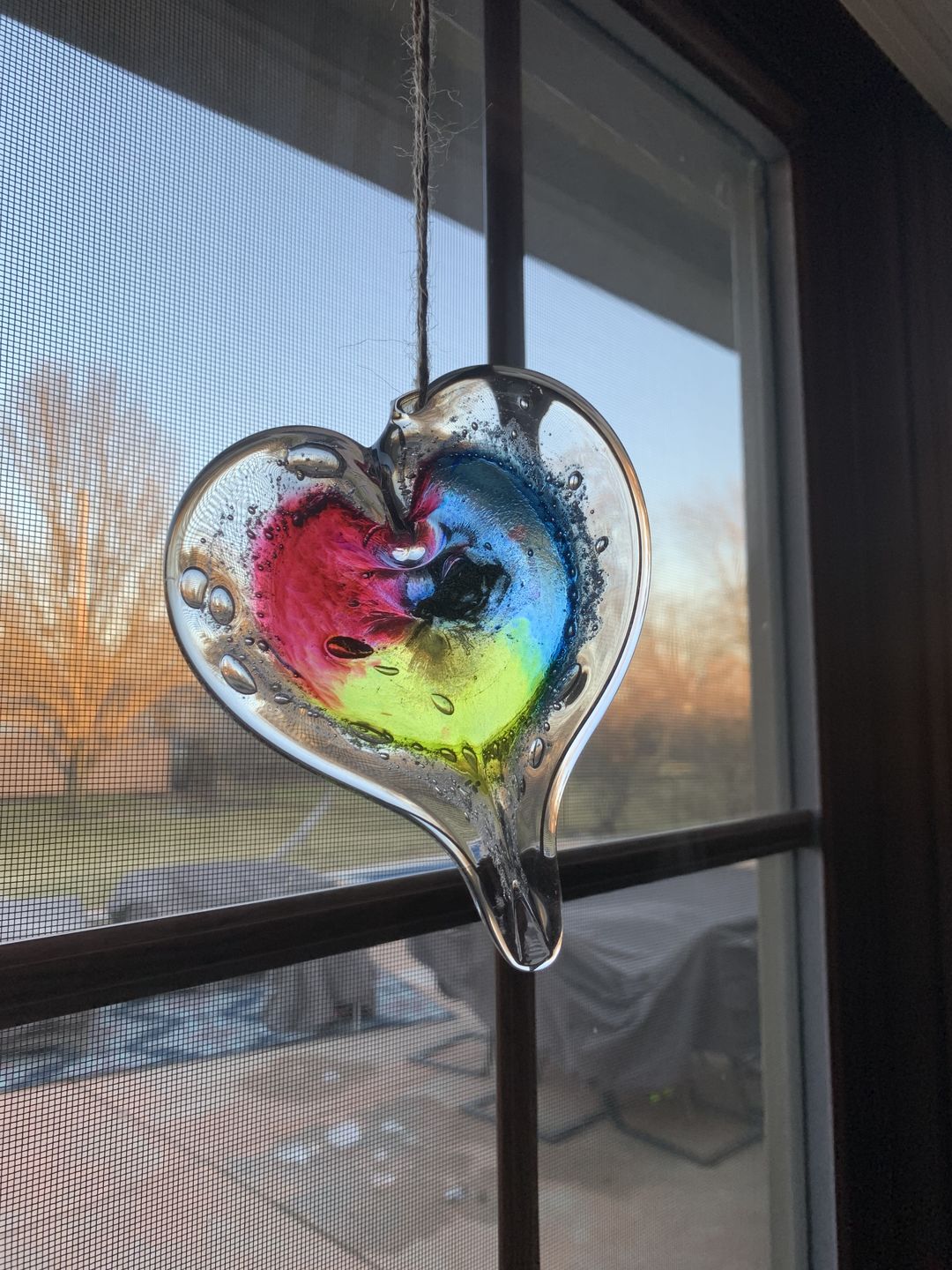 Customer photo review of Dichroic Heart Suncatcher with Infused Cremains