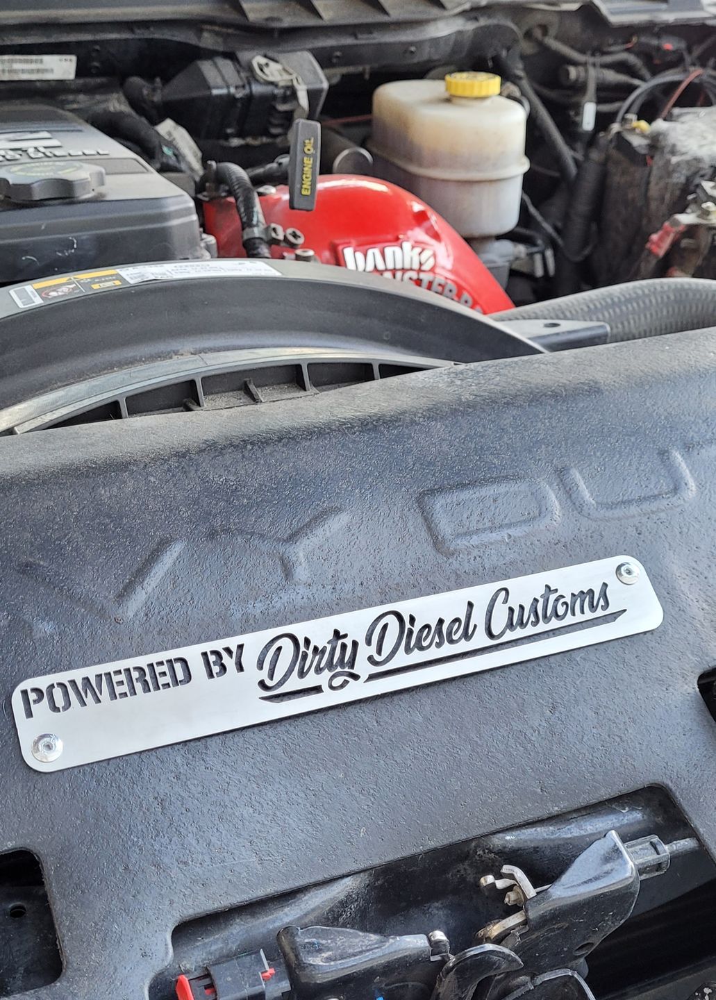Customer photo review of Universal Powered By Dirty Engine Placard