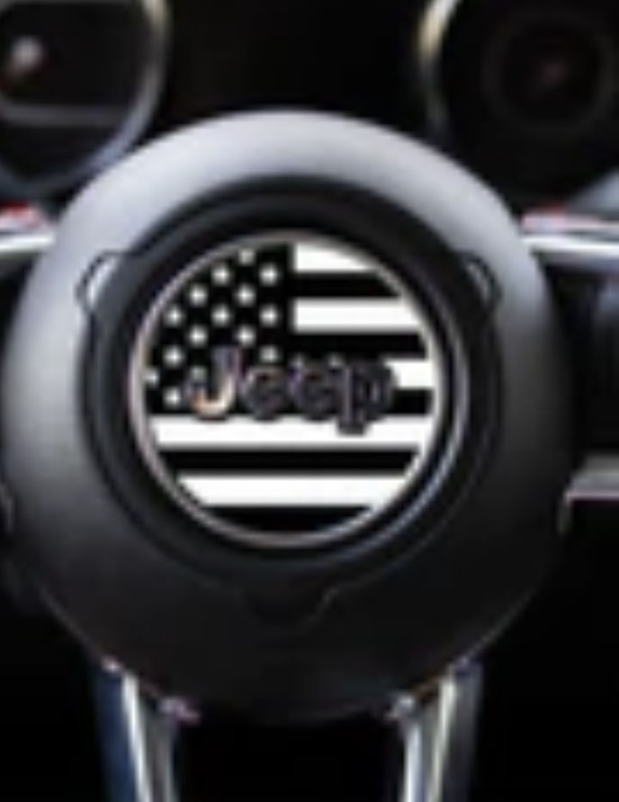 Customer photo review of American Flag Steering Wheel Decal for Jeep
