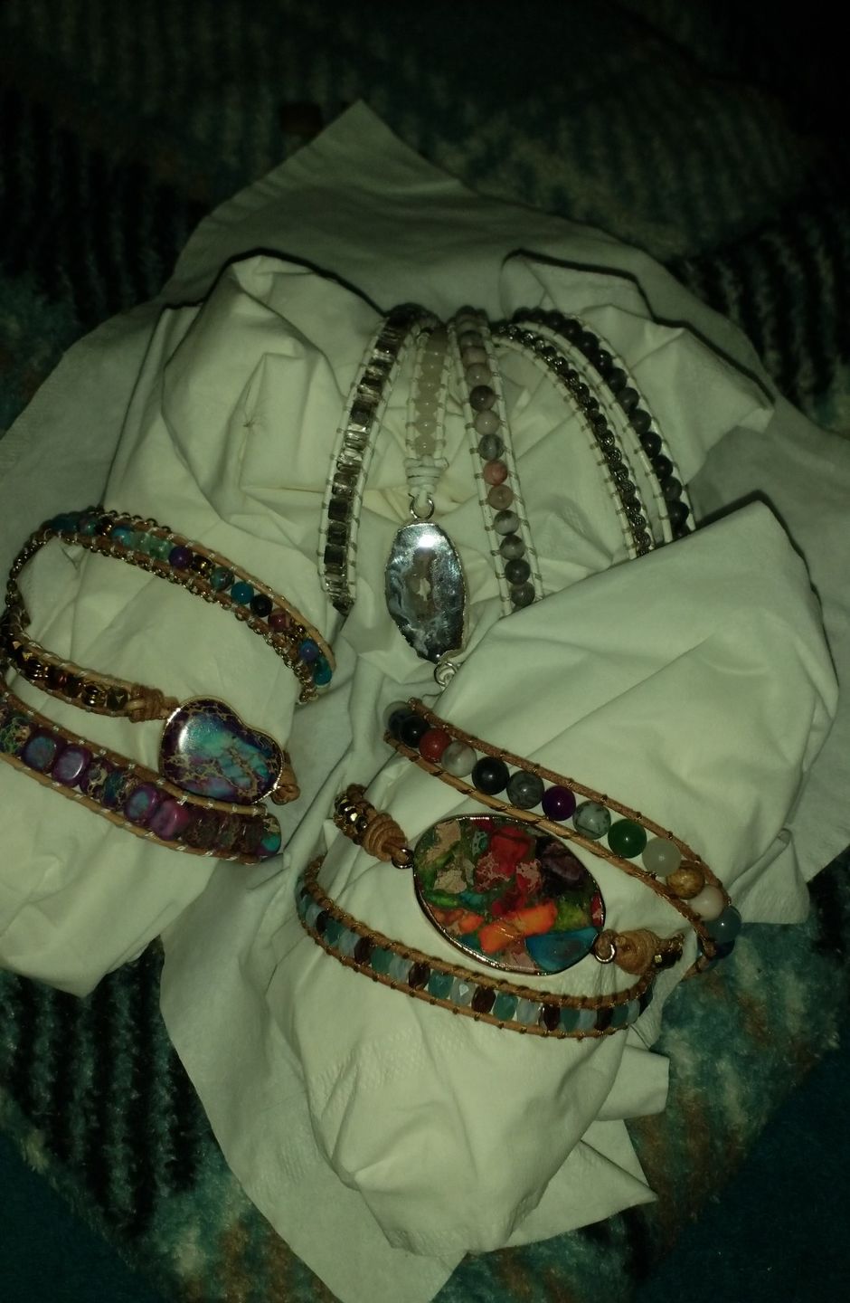 Customer photo review of Wanderlust Tie Dye Heart Bracelet