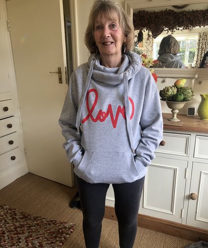 Customer photo review of Grey Love Me Cowl Neck Hoodie