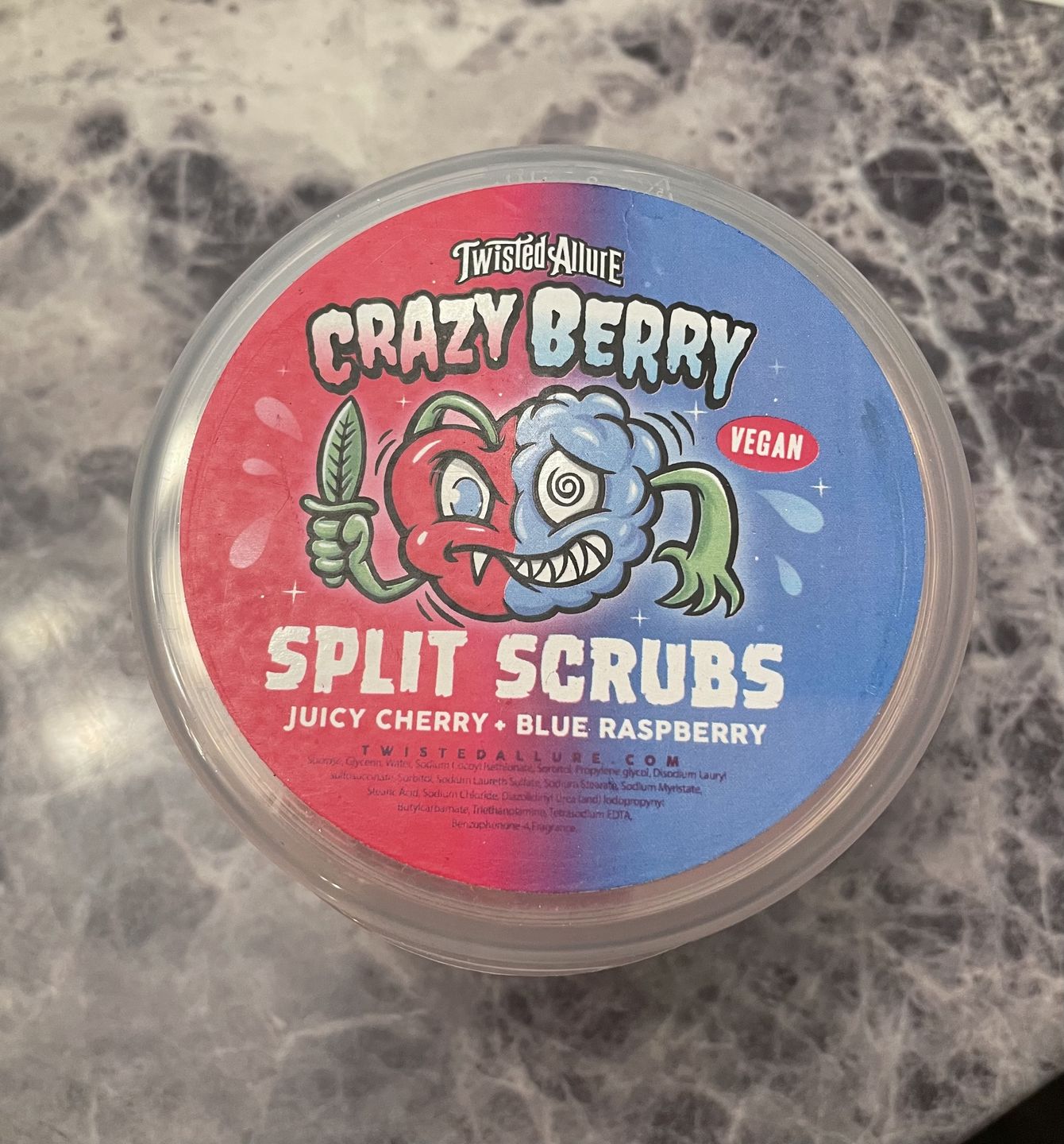 Customer photo review of Crazy Berry Split Scrub