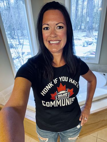 Customer photo review of Honk If You Hate Communism Women's Apparel