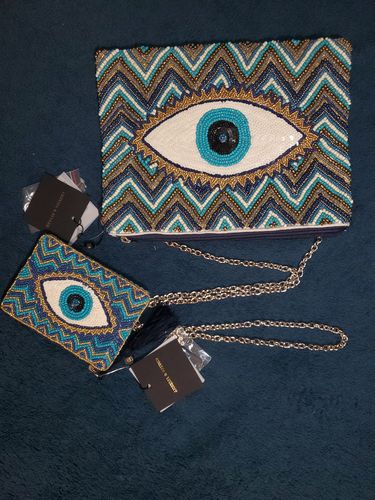 Customer photo review of Grecian Nights Evil Eye Clutch
