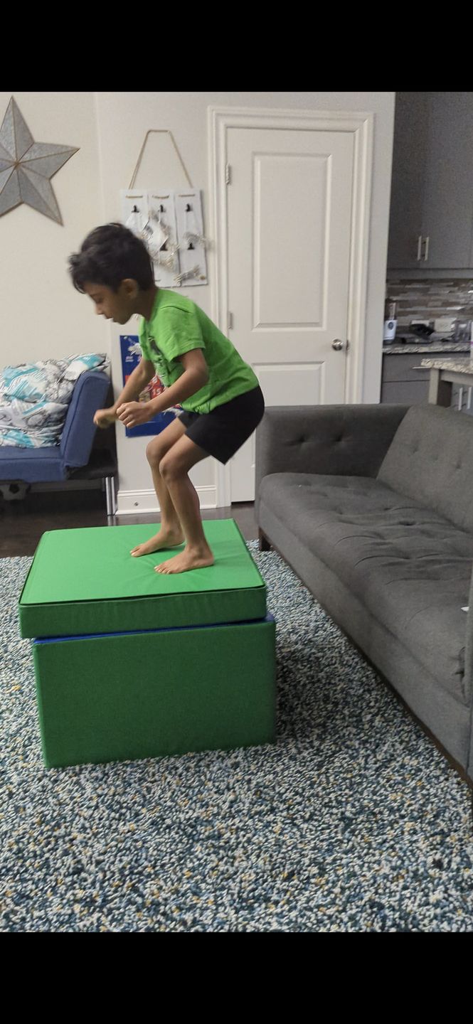 Customer photo review of KangarooHoppers Incline Gymnastics Tumbling Wedge Folding Mat, 48”x24”x14”
