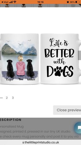 Customer photo review of Girl & Dogs - Life is better with a dog Personalised Mug