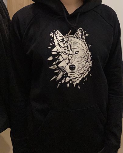 Customer photo review of Wolf geometrisch - Bio Damen Hoodie (PREMIUM)