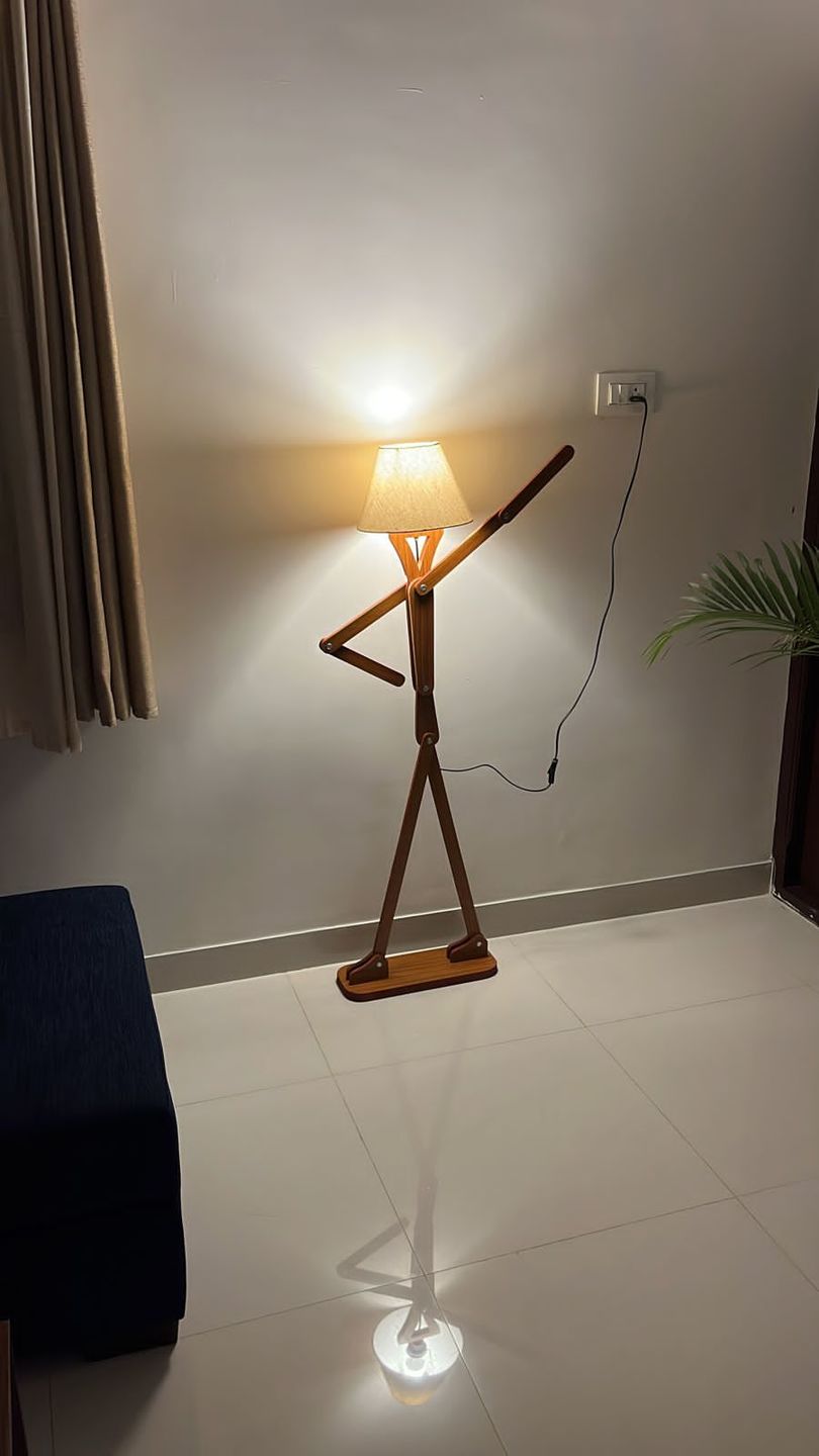 Customer photo review of Decorative Floor and Swing Arm Floor Lamp, Wooden Reading Lights for Kids, Bedroom, Living Room, Home, Office, Farmhouse, LED Bulb Included