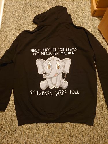 Customer photo review of Schubsen Elefant  - Hoodie Unisex Backprint