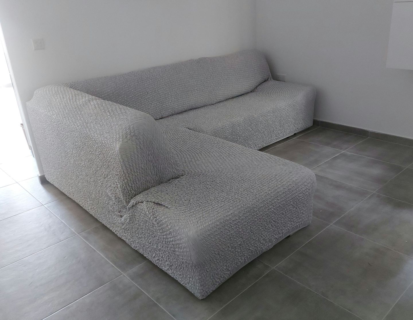 Customer photo review of Corner Sofa Cover - Pearl  Microfibra