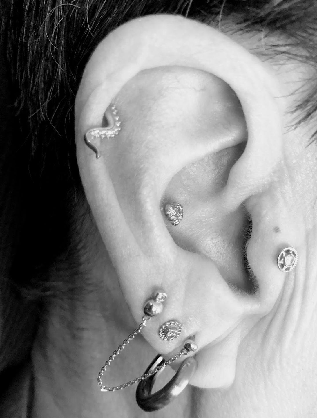 Customer photo review of Junipurr Titanium Flatback Labret Threadless