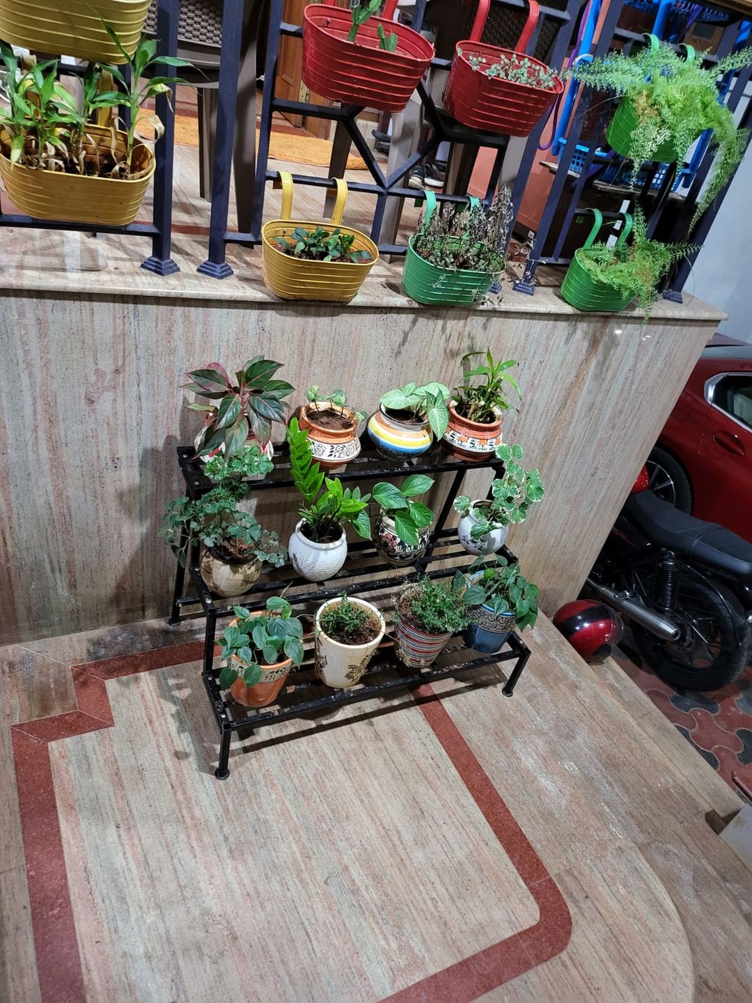 Customer photo review of 3 Step Stand for Multiple Plants and Pots Stand, Indoor Shelf Holder Rack, Gardening Stand,Indoor Outdoor (Black)