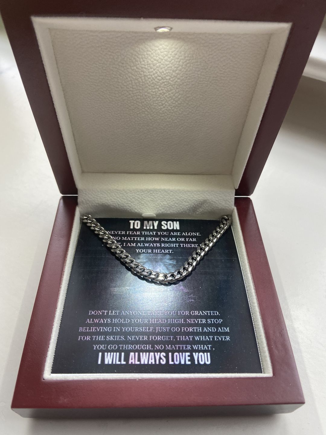 Customer photo review of [Almost Sold Out] To My  Son - Cuban Link Chain