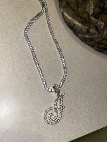 Customer photo review of Script Initials Necklace