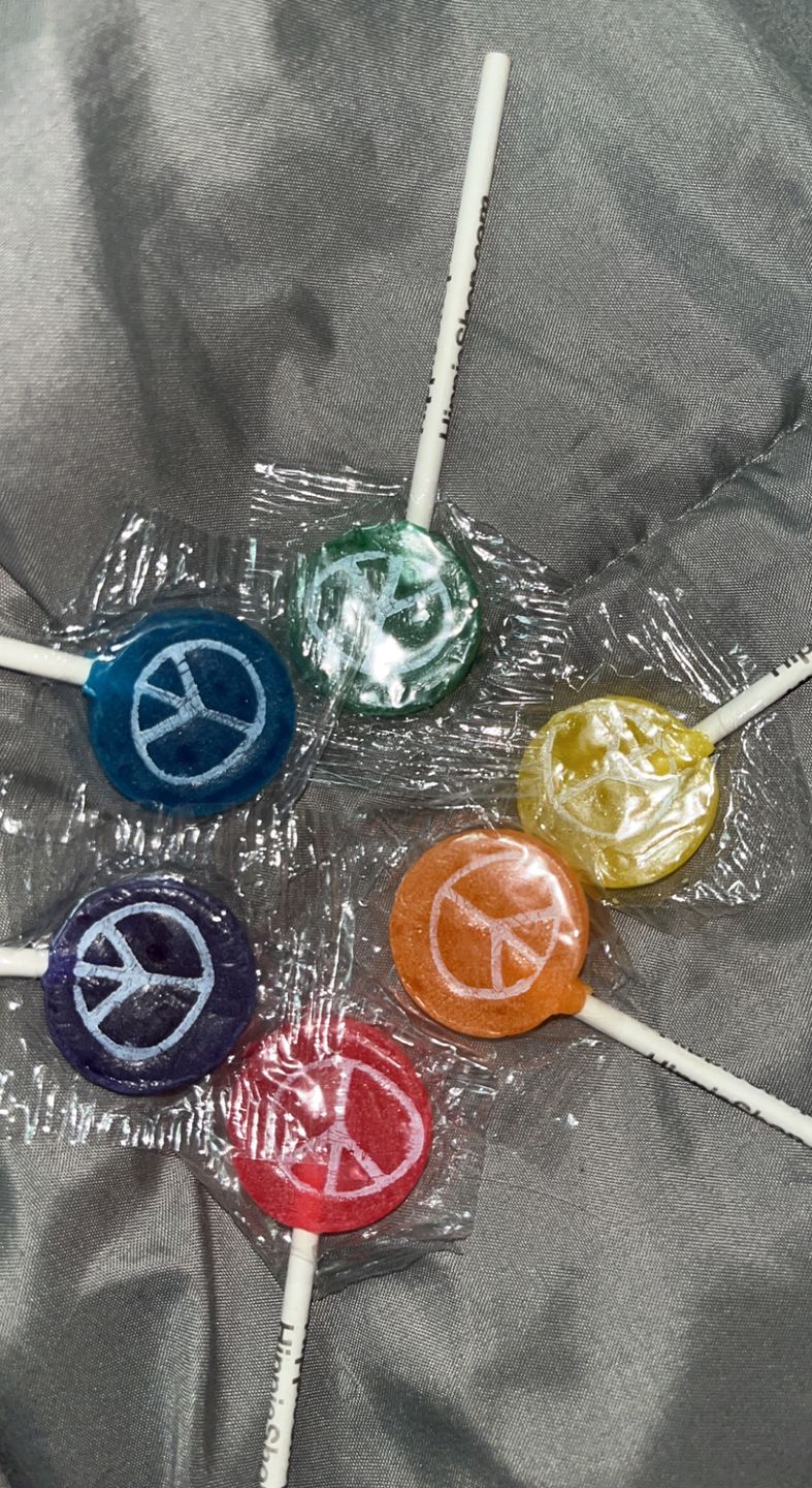Customer photo review of Hippie Shop Peace Pop Lollipops
