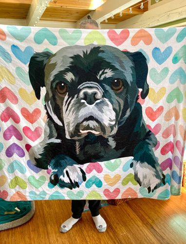 Customer photo review of Custom Pet Fleece Blanket