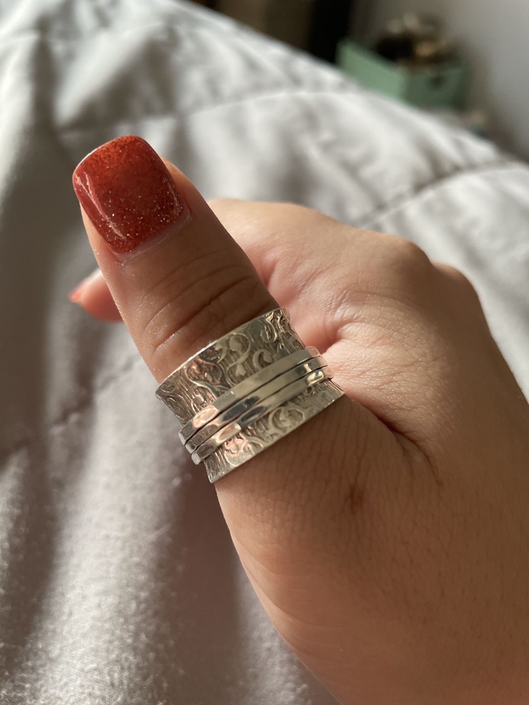 Customer photo review of Unique Fidget Spinner Ring Sterling Silver