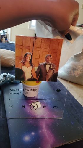 Customer photo review of Custom Song Plaque - The Best Anniversary Gift for Couples