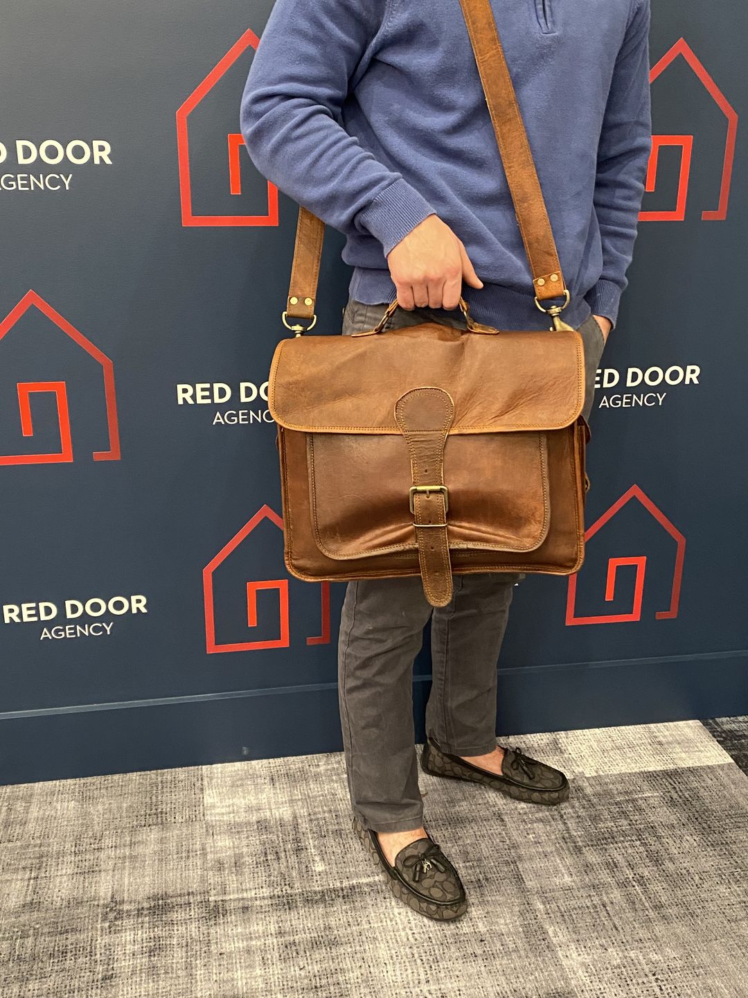 Customer photo review of Vintage Leather Briefcase Bag