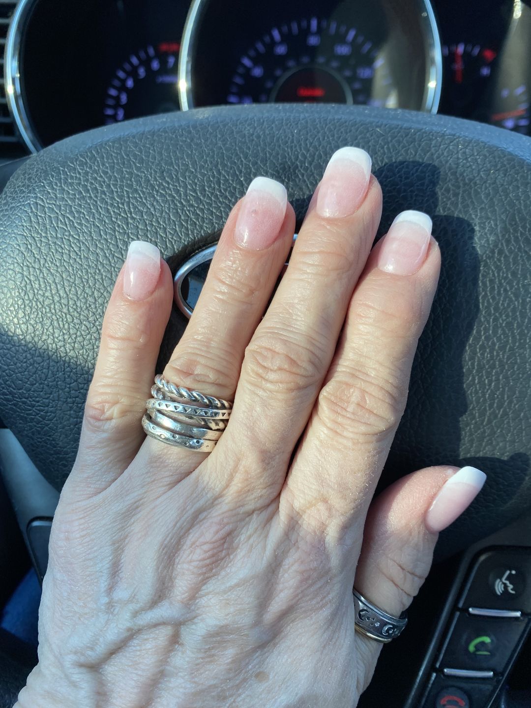 Customer photo review of Women's Wide Band Silver Ring with Boho Engraving