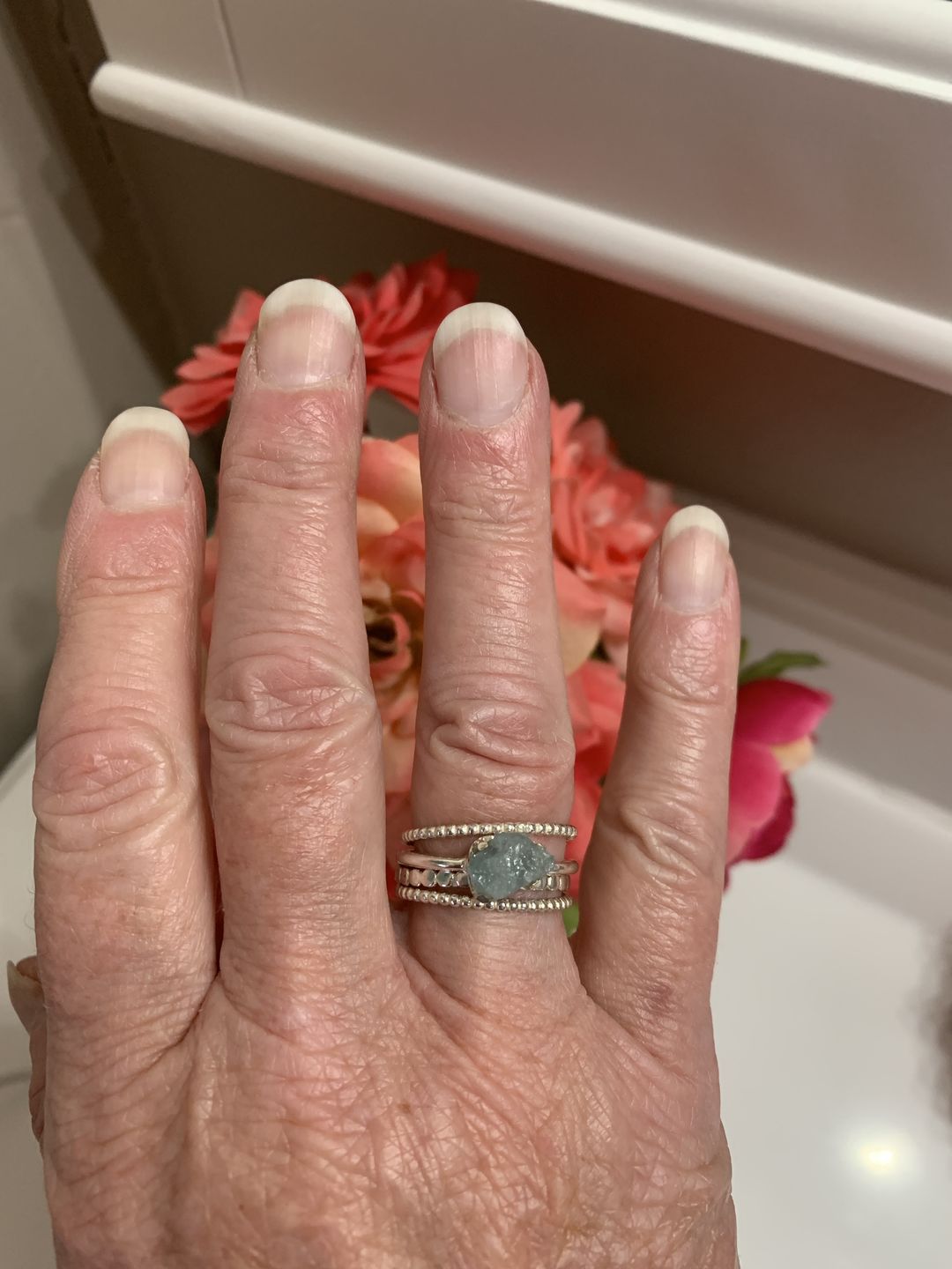 Customer photo review of Aquamarine Stacking Ring Set Sterling Silver