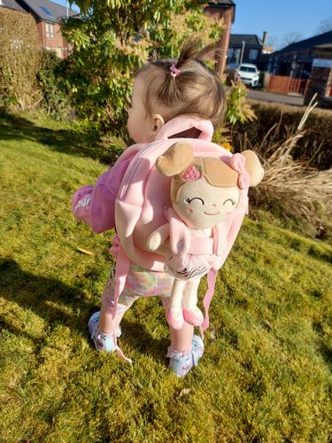 Customer photo review of Leyadoll Personalized Name Doll Backpack (Strawberry)