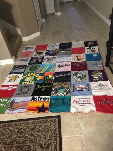 T-shirt quilt featuring astros, new mexico state football team by Pat from NM