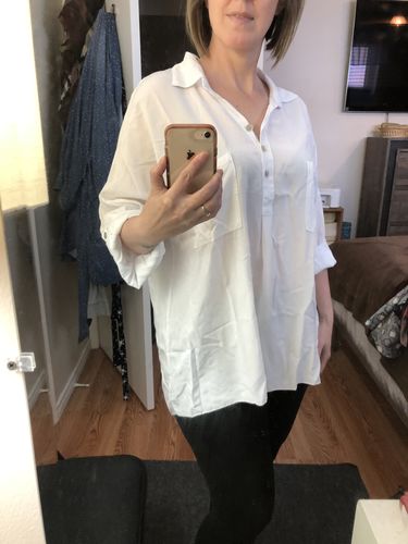 Customer photo review of Oversized Boyfriend Shirt (White)