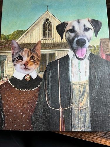 Customer photo review of 'American Pawthic' Personalized 2 Pet Canvas