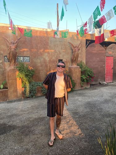 Customer photo review of Men's Cotton Casual Vintage Shirt & Shorts Set