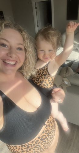 Customer photo review of Leisure Reversible Bottoms |  Black & Leopard Print