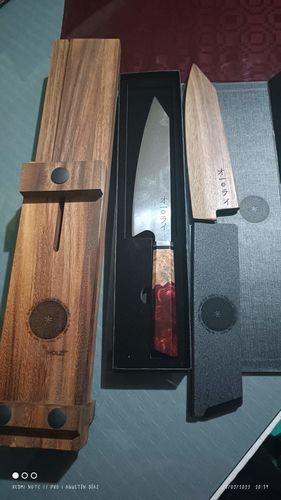 Customer photo review of Cuchillo Kiritsuke Acero Damasco Japonés