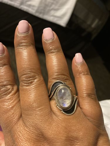 Customer photo review of Sterling Silver Large Moonstone Boho Ring