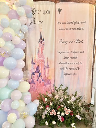 Customer photo review of Fairytale Story Book Backdrop Once Upon a Time Birthday Party Decoration Banner for Girls
