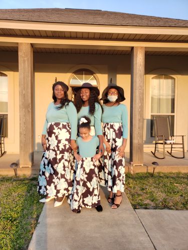 Customer photo review of Long Sleeve Floral Long Dress  for Mom and Me in Green