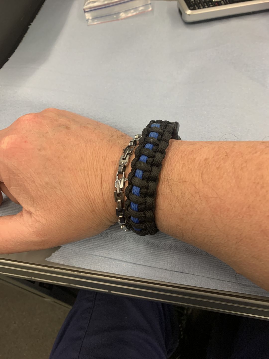 Customer photo review of Thin Blue Line Paracord Armband