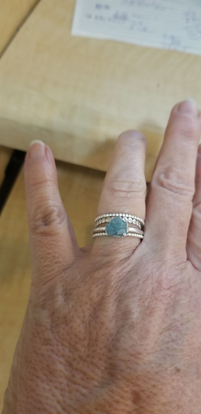 Customer photo review of Aquamarine Stacking Ring Set Sterling Silver