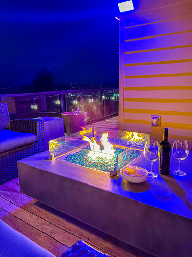 Customer photo review of 65" Rectangular Outdoor Propane Gas Fire Pit Table in Gray