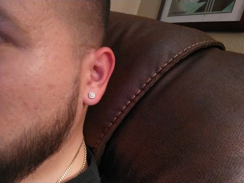 Customer photo review of 0.34 Carat Cushion Cluster Diamond Earrings 10K Gold