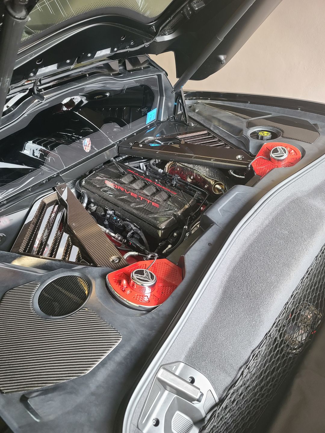 Customer photo review of Corvette C8 Carbon Fiber Engine Bay Panel Accent Covers