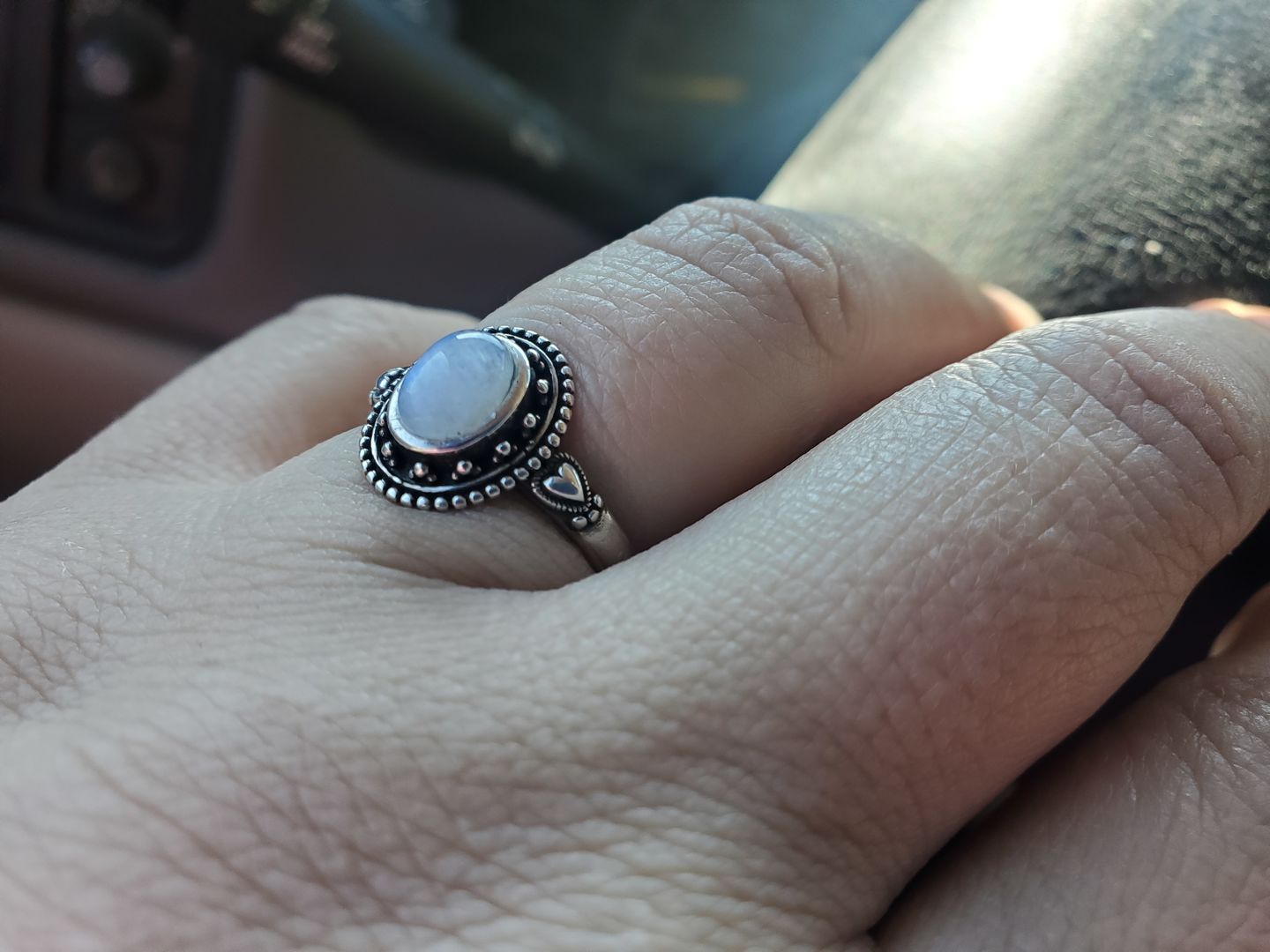 Customer photo review of Smoky Moonstone Statement Ring