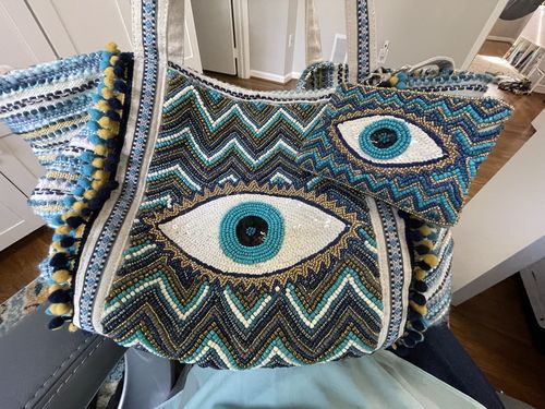 Customer photo review of Grecian Nights Evil Eye Embellished Mini Pouches