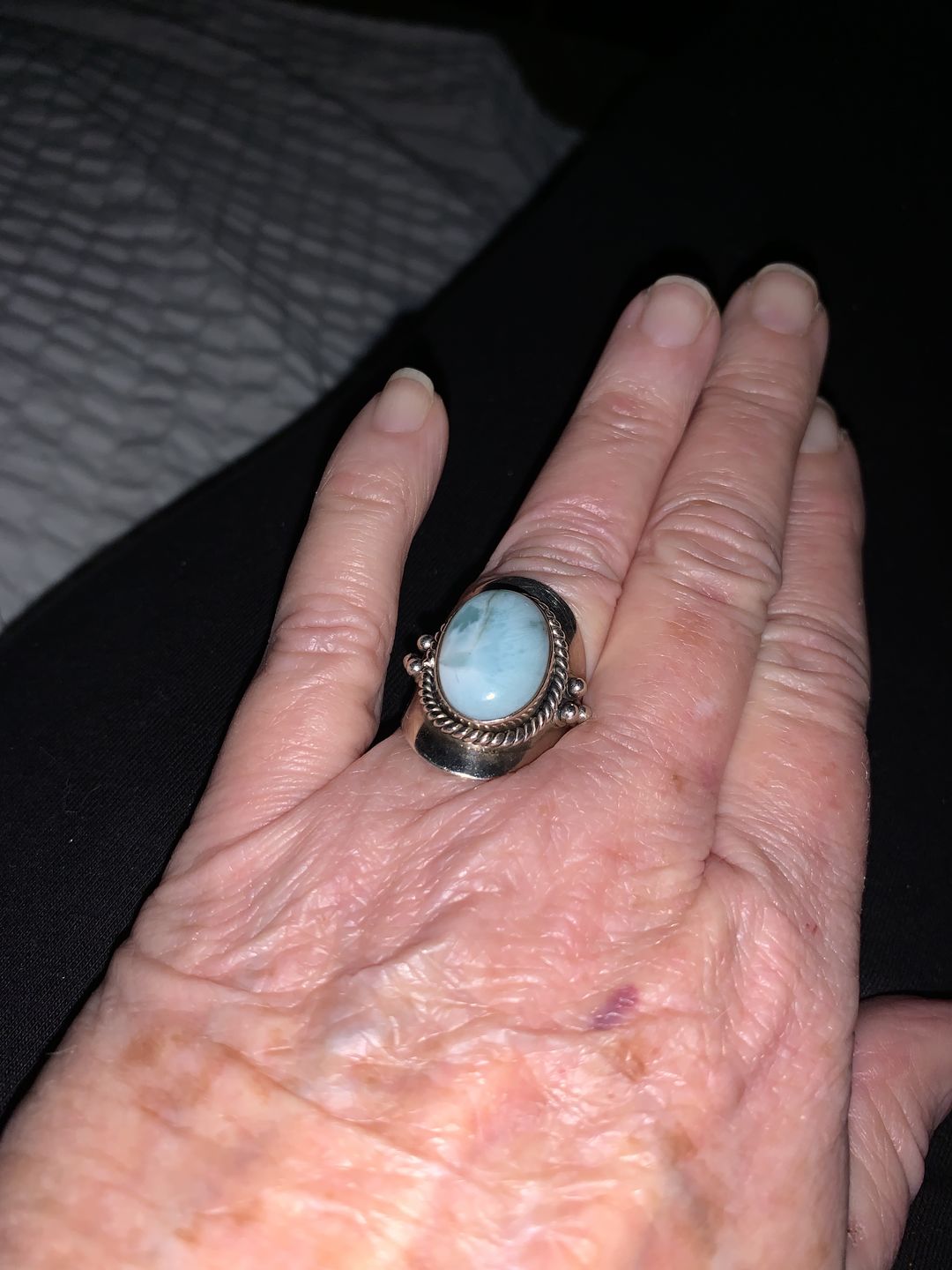 Customer photo review of Larimar Sterling Silver Boho Ring for Women