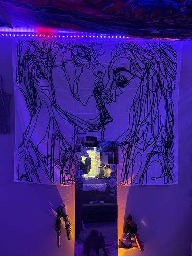 Customer photo review of Kissing Sketch Tapestry