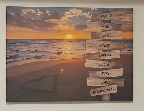 Customer photo review of Lienzo personalizado Corazon en la Playa
