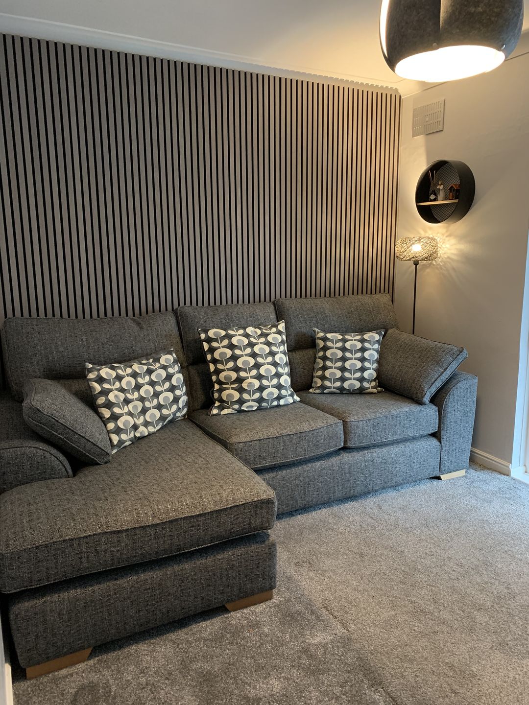 Customer photo review of SlatWall Acoustic Grey Oak