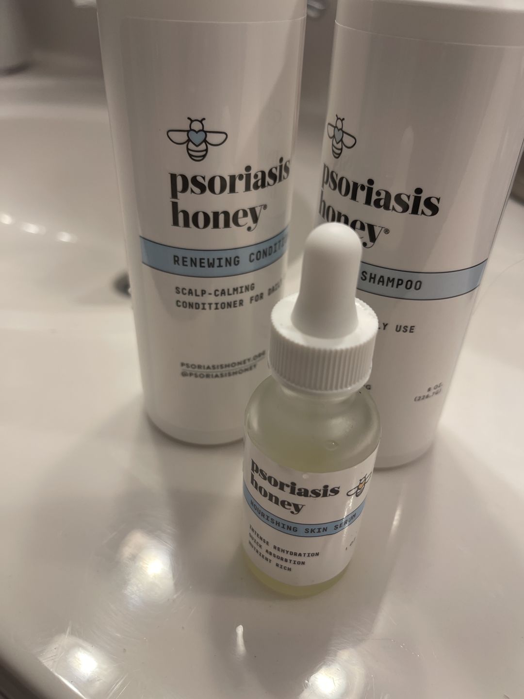 Customer photo review of Psoriasis Honey Scalp Nourishing Kit